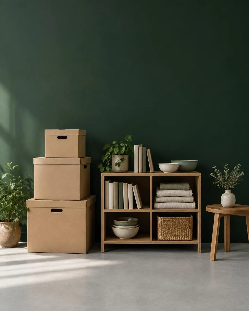 Imagen ilustrativa de cajas, libros y pequeños muebles para guardar